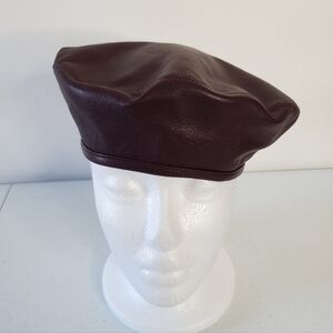 Stand Studio Faux Leather Freida Beret Burgundy Hat French Girl One Size